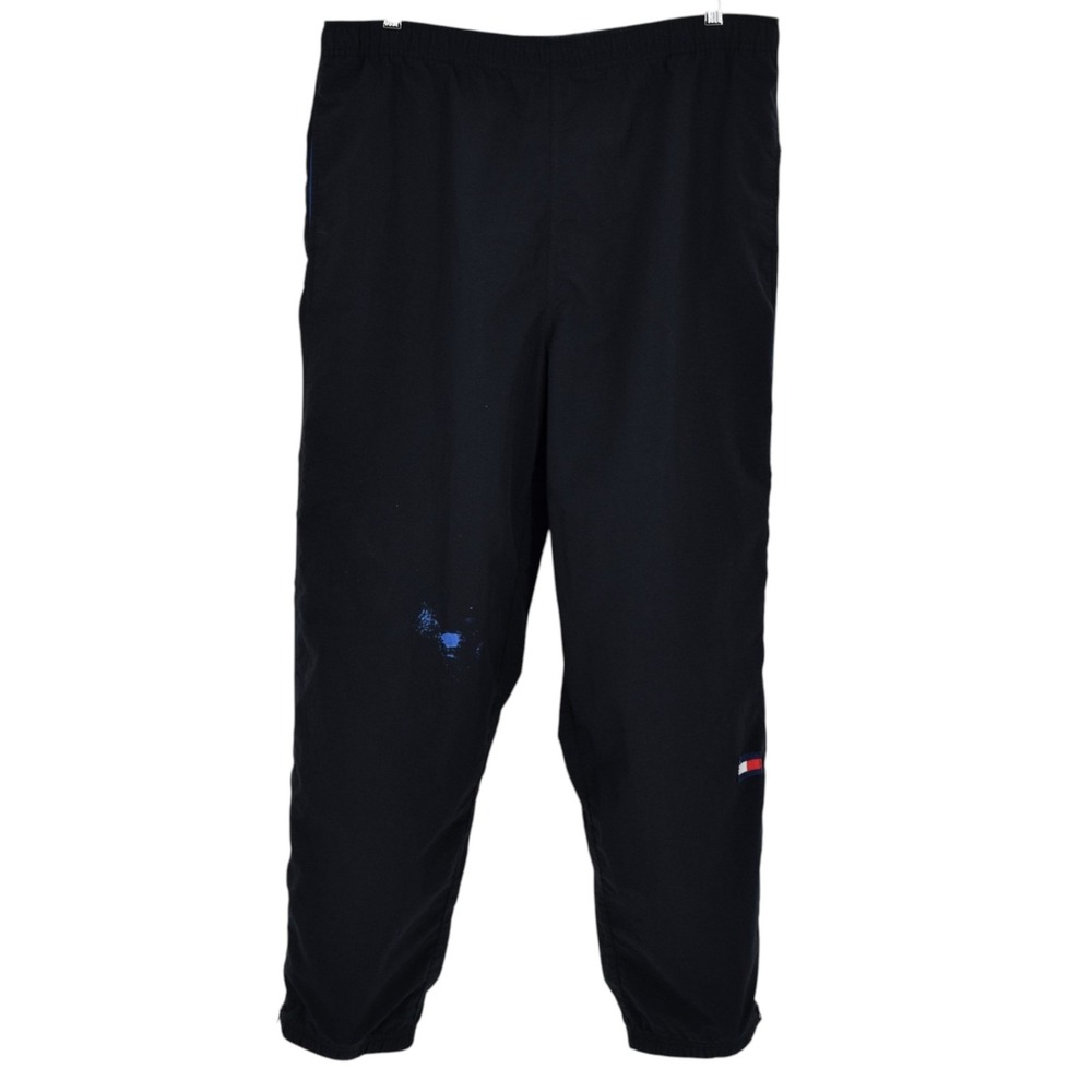 Tommy Hilfiger Y2K Paint Splatter Track Pants Windpants Mesh Lined Black Men's L